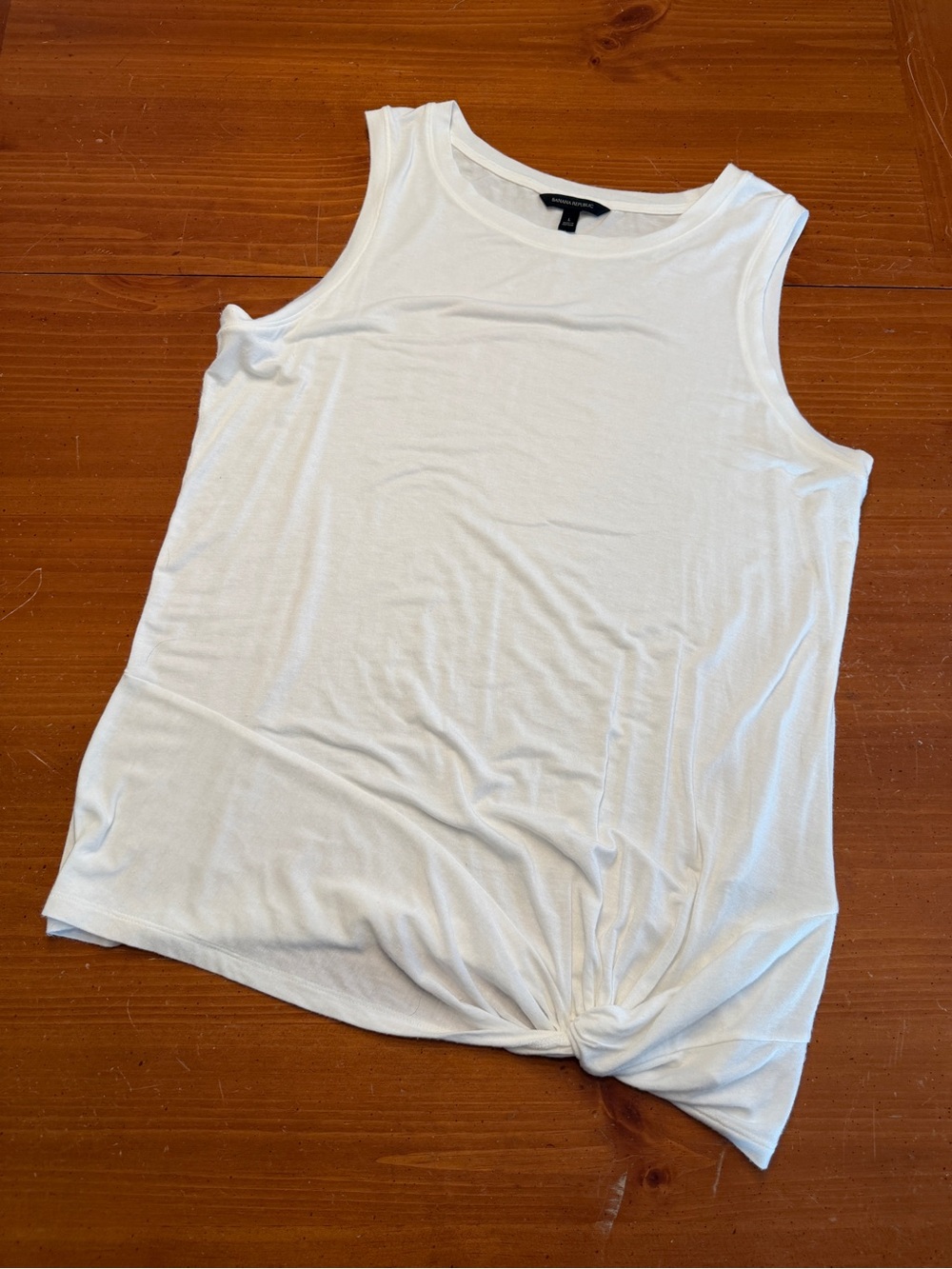 Banana Republic White Knot-Hem Sleeveless Tank